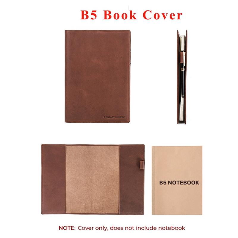 Retro Leather Book Cover Sleeve Protector With Pen Holder Business Notepad Notebook Book Case Office School Supplies