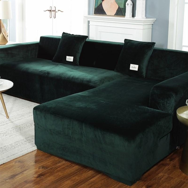 Velvet Sofa Cover For Living Room Elastic Thick Plush Sofa Cover For Sofa L-Shaped Corner Sofa Covers 1/2/3/4 Seater