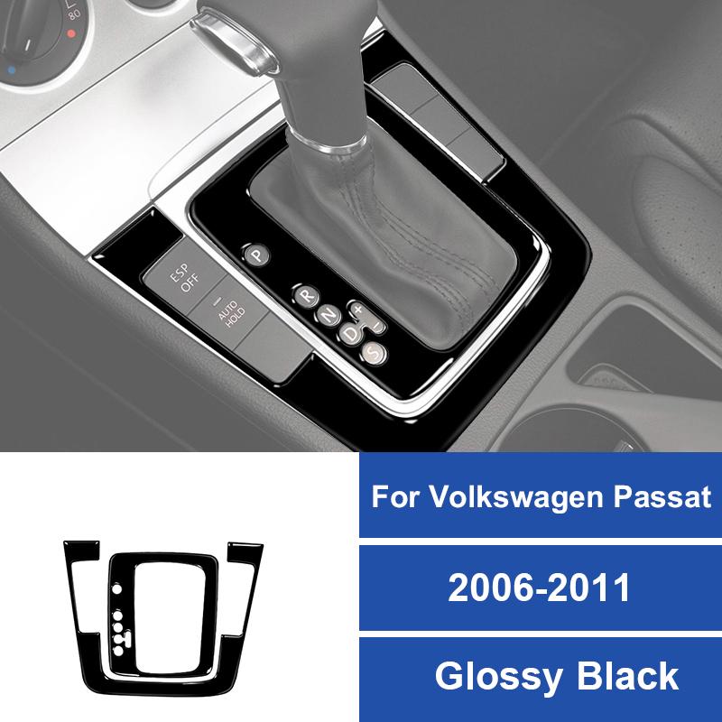 2PCS Real Carbon Fiber Car Gear Shift Panel Frame Decoration Sticker For Volkswagen Passat 2006-2011 Auto Interior Accessories