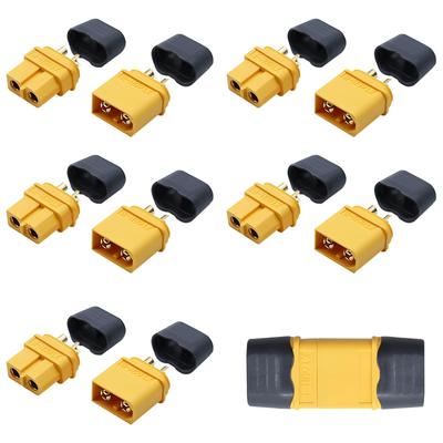 CowGoldChild XT60H Connectors, 10-Piece Plug Male and Female Connector Adapter for Amass Sheath Housings, RC Drones, and LiPo (5 Pairs Male & Female)