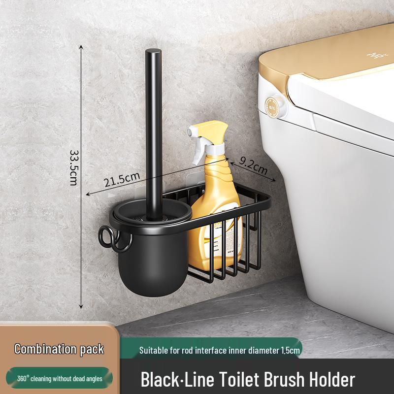 Wall-Mounted Soft Bristle Toilet Cleaning Set with Long Handle and Storage Rack