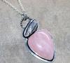 Two-Stone Rose Quartz Biwa Pearl 925 Silver Plated Necklace 18" Trendy J8f58