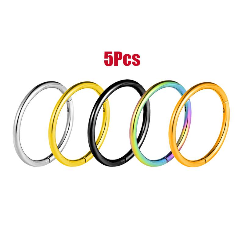 10Pcs Titanium Nose Rings Septum Piercing Clicker Nose Hoops Piercings Hinged Segment Rings Helix Piercing Unisex Body Jewelry
