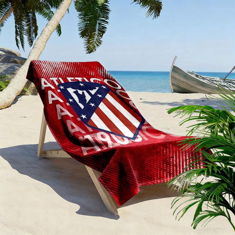 Atletico Madrid Logo Print Beach Towel, Large Soft Quick Dry Towel for Beach Camping Swimming