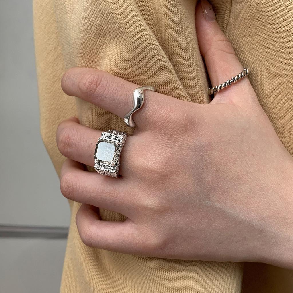 925 Sterling Silver Open Adjustable Ring Stylish Geometric Design Women For