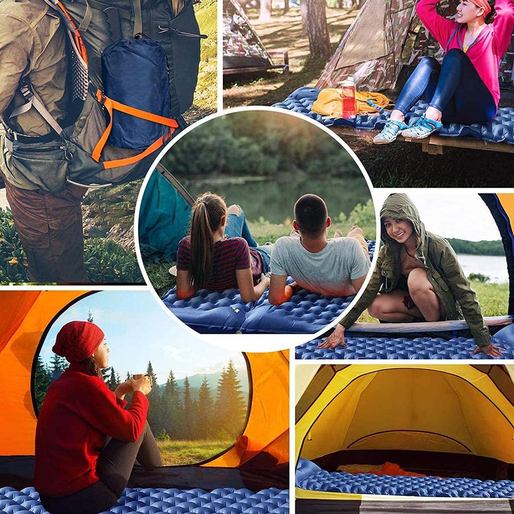 Portable Camping Lightweight Sleeping Mat Insulated Inflatable Camping Air Mattress Sleeping Pad With Pillow