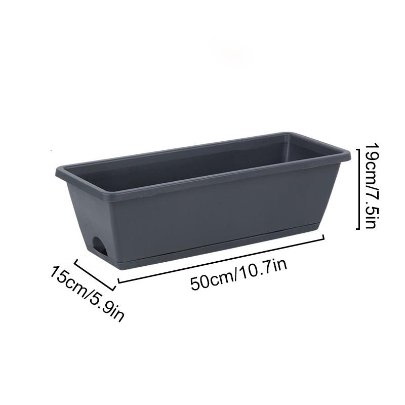 

5 шт./упак. цветочный горшок DIY Овощные грядки для овощей Балконный садовый ящик для рассады Прямоугольный с дренажными отверстиями Пластик 50x15x19cm темно-серого