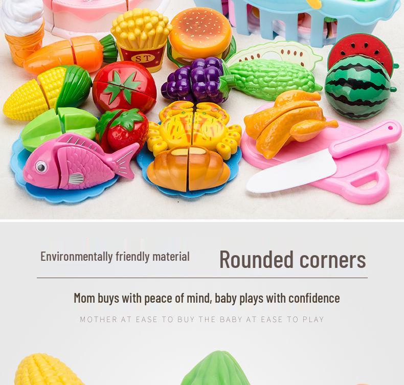 Junior Dollhouse Kitchen Toys: Cuttable Fruits & Vegetables for Kids' Fun