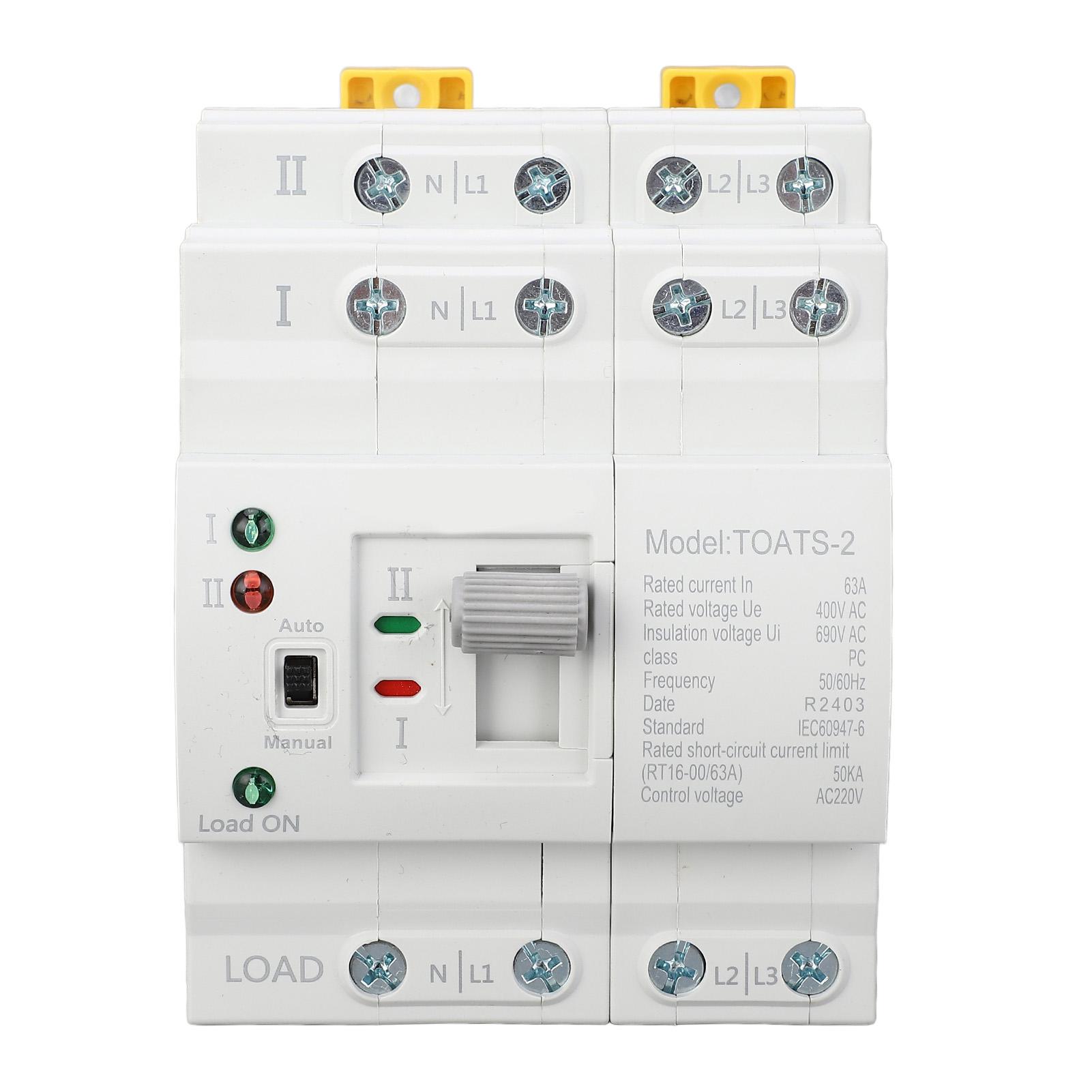 

Dual Power Automatic Transfer Switch 4P 63A Emergency Generator Changeover Switch for Home 220V