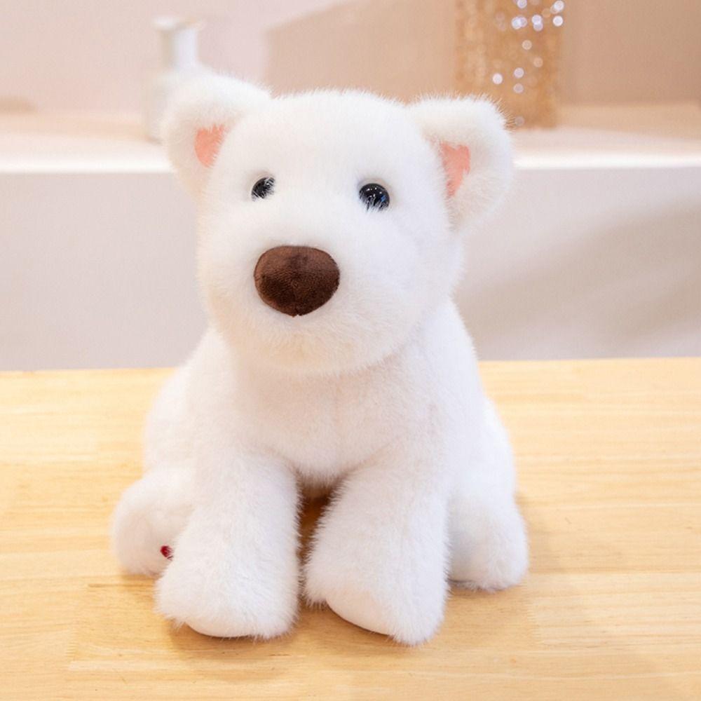 Doldurulmuş Hayvanlar West Highland Peluş Oyuncak Yatan Doldurulmuş Köpek Yavrusu Bebek Simülasyon Akita Köpeği Ev Dekorasyonu