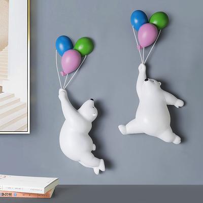 Resin Bear Animal Sculpture Nordic Creative Wall Balloon Wall Decor Pendant Living Room Children's Room Bedroom Wall Decorations