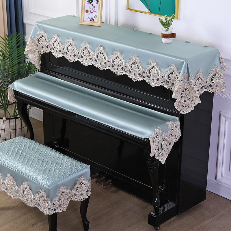 European Lace Piano Embroidered Cover Dustproof Universal Piano Cover Keyboard Cover Fabric for Upright and Digital Piano Stool Decorat Protect Cover