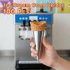 100PCS Aluminum Foil Paper Disposable Ice Cream Holder Solid Color Thickened Ice Cream Cone Sleeve Hand-held Anti-soiling
