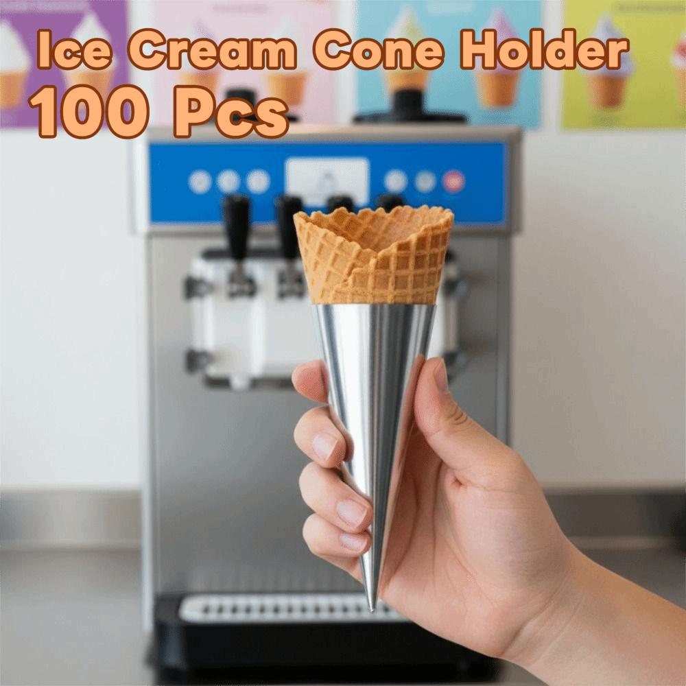 100PCS Aluminum Foil Paper Disposable Ice Cream Holder Solid Color Thickened Ice Cream Cone Sleeve Hand-held Anti-soiling