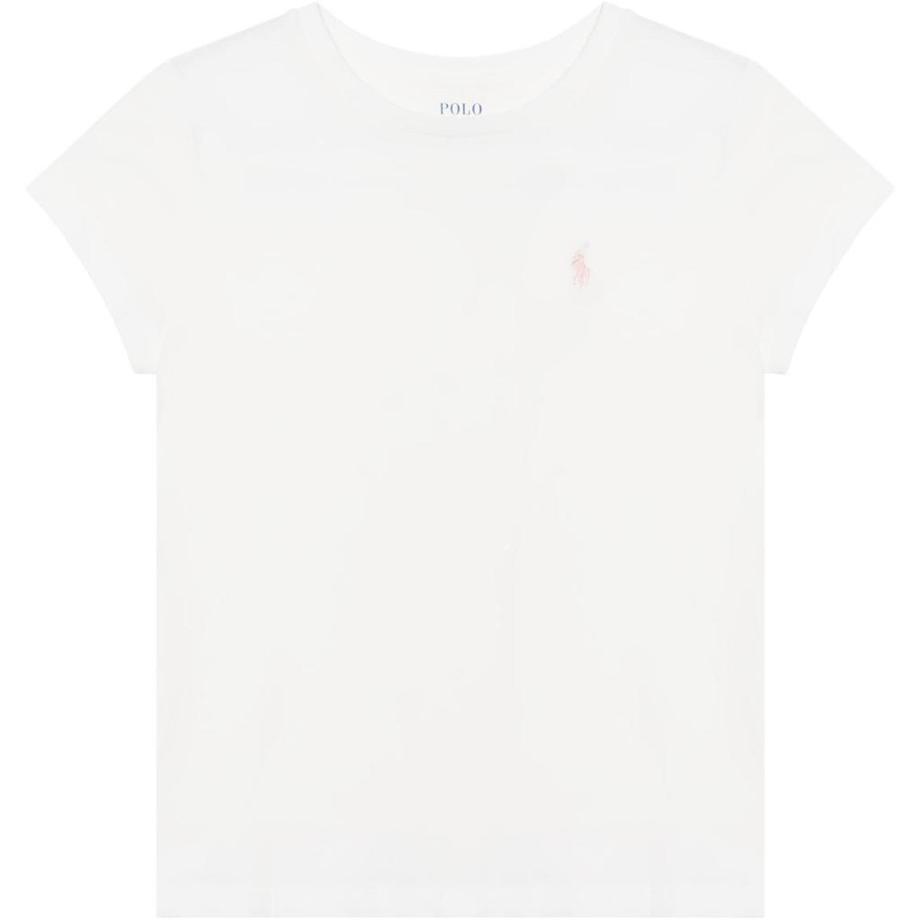 Polo Ralph Lauren T-Shirt Kinder Einfarbig Logo Stickerei Rundhals Kurzarm Kinder Oberteile Weiß 313833549-064