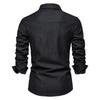 2026 Men's European Size Casual Solid Color Denim Long-Sleeve Shirt In Stock