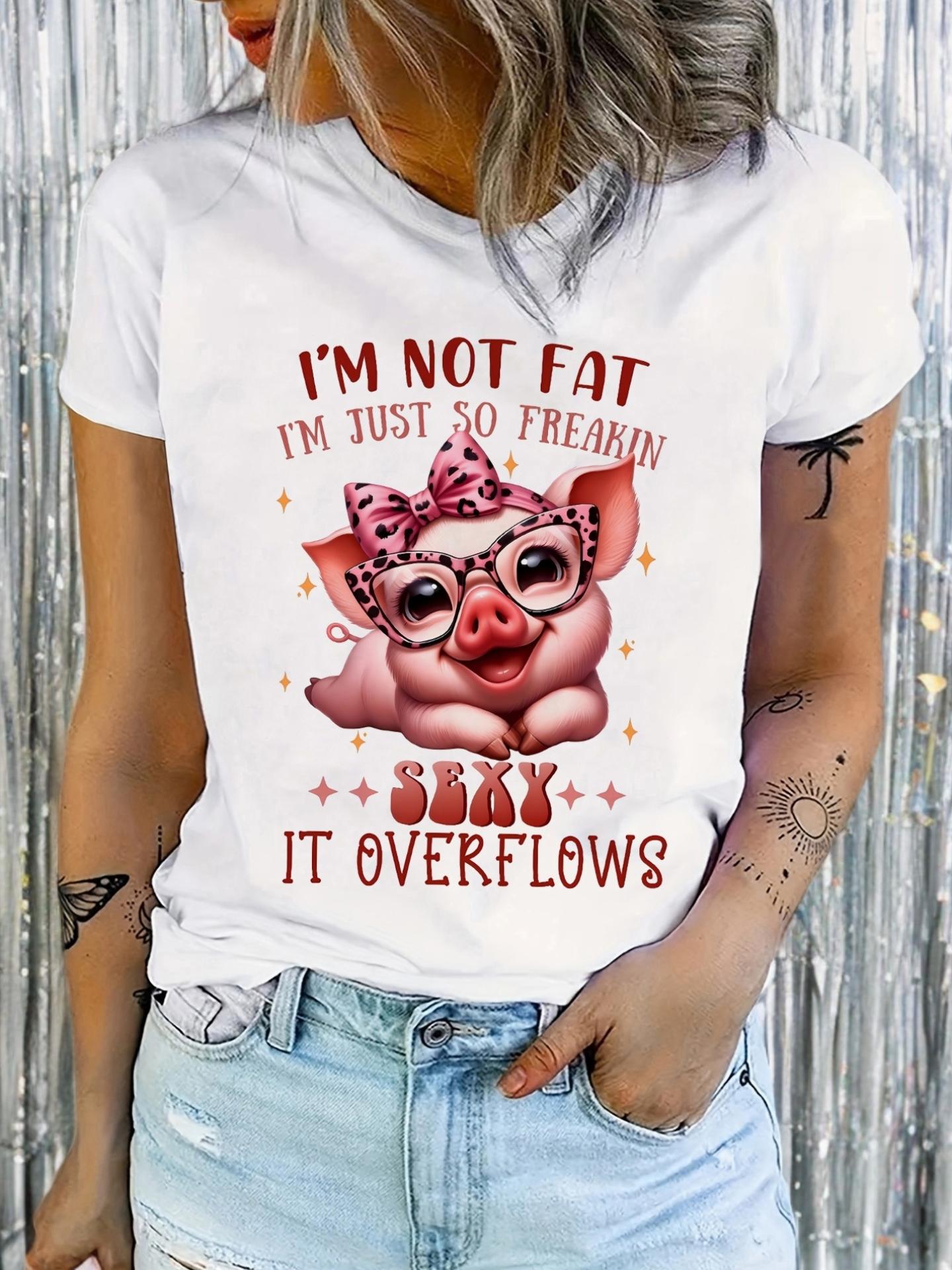 Pig with Glasses and Bow T-shirt M