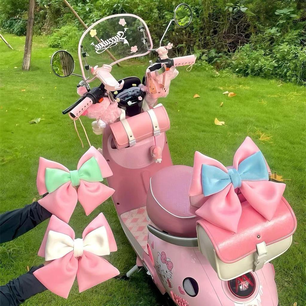 Luna Sunny Day Cute Two-Tone Electric Vehicle Bow & Sticker Accessories