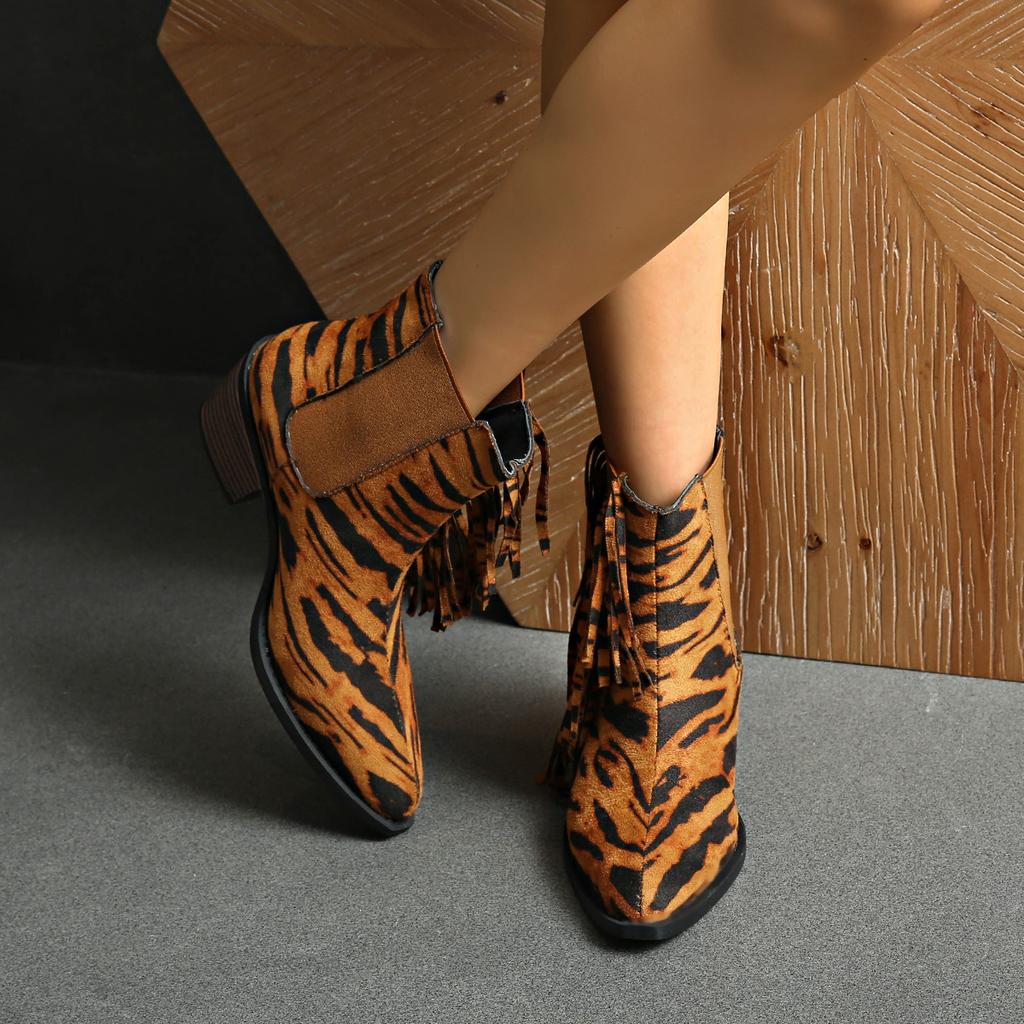 2025 Women Boots Pleated Mid-calf Buckle High Heels Shoes Plus Size Comfortable Anti-slip Outdoor Ankle Boots Zapatos De Mujer