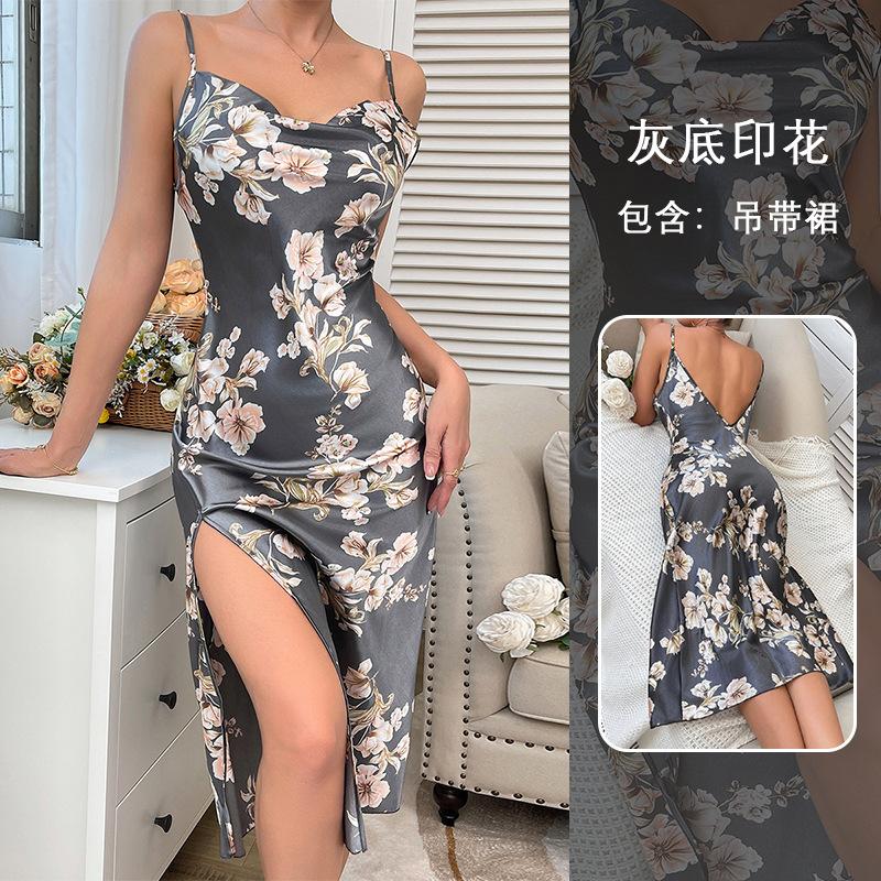 

Популярная женская ночная рубашка на подтяжках на весну и лето, сексуальная, с раздвоенными концами, соблазнительная одежда источник S