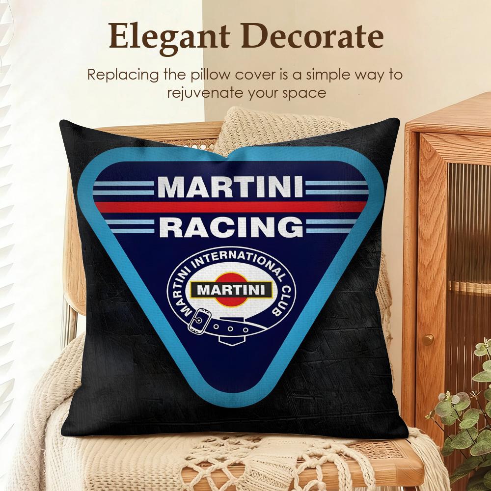 Fashion M-Martini Racing Cushion Cover Natural Linen Organic Fabric Double-Sided Printing Sofa Home Decor Gift Pillow Case