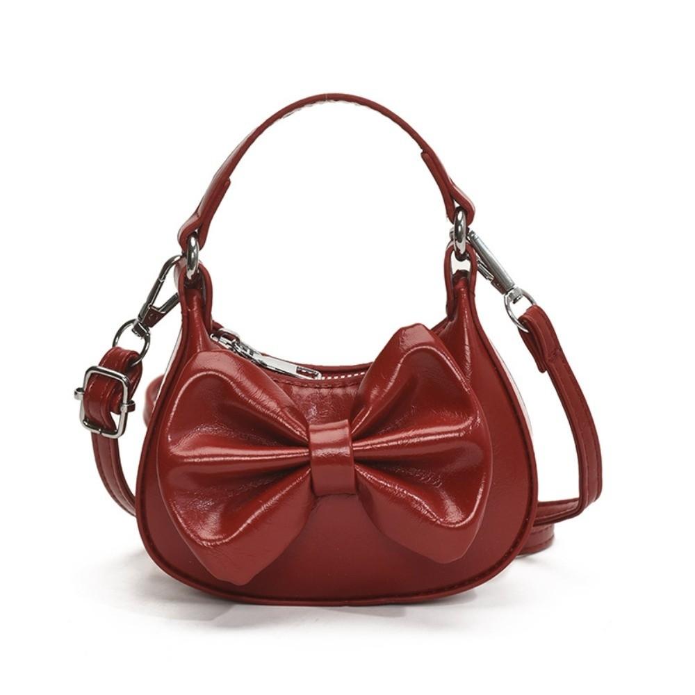 

New Ribbon Design Girls Crossbody Bag Princess Solid Color Handbag Lightweight Waterproof Coin Purse красный