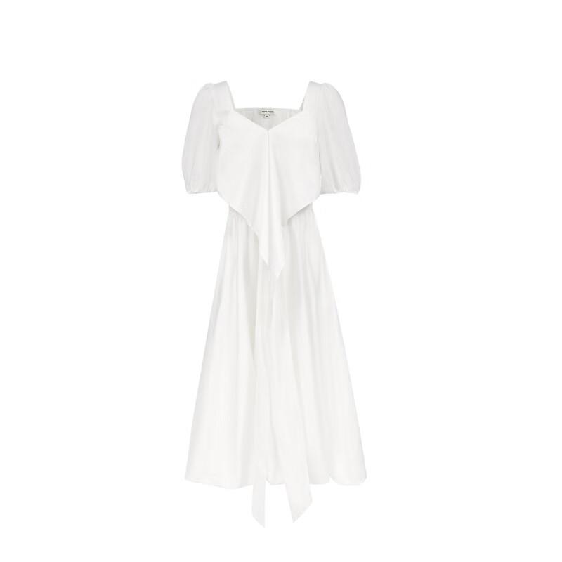 VEROMODA Women's Cotton Blend Pleated Square Neck Long Dress
