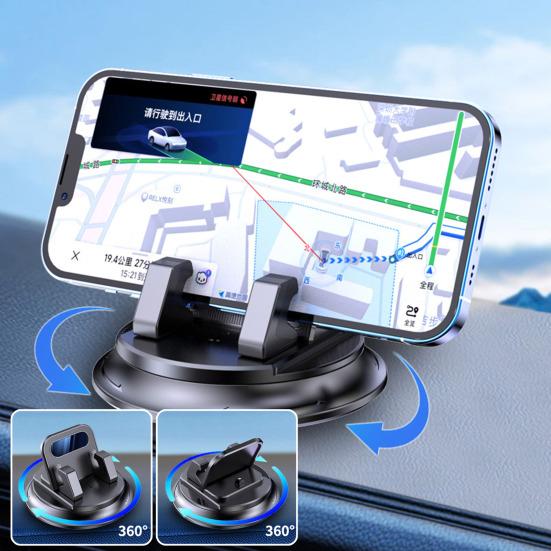 Car Phone Holder Dashboard, 360 Degree Rotating Adhesive Cell Phone Mount for Car, Anti Shake Stable Universal Stand for Most Phones
