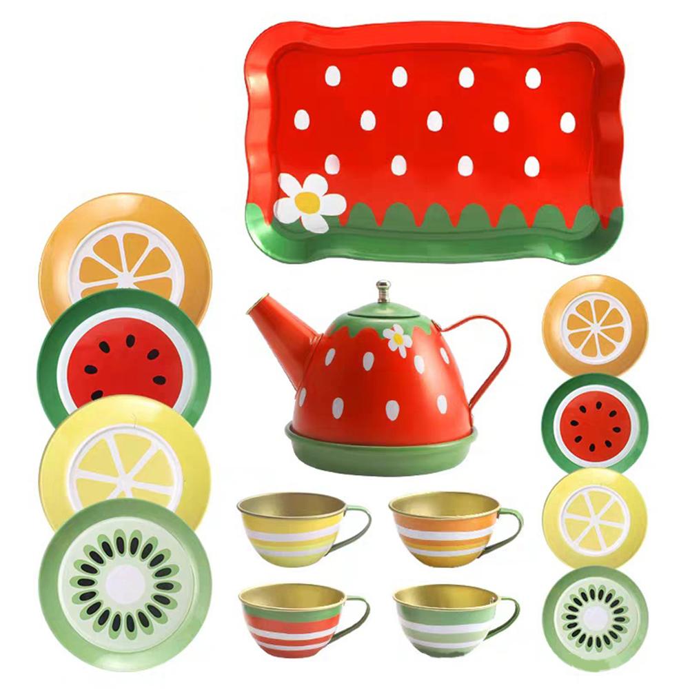 Role Play Simulation Tea Set Metal Material Early Education Teapot Kitchen Exquisite Tableware Afternoon Tea Pretend Play