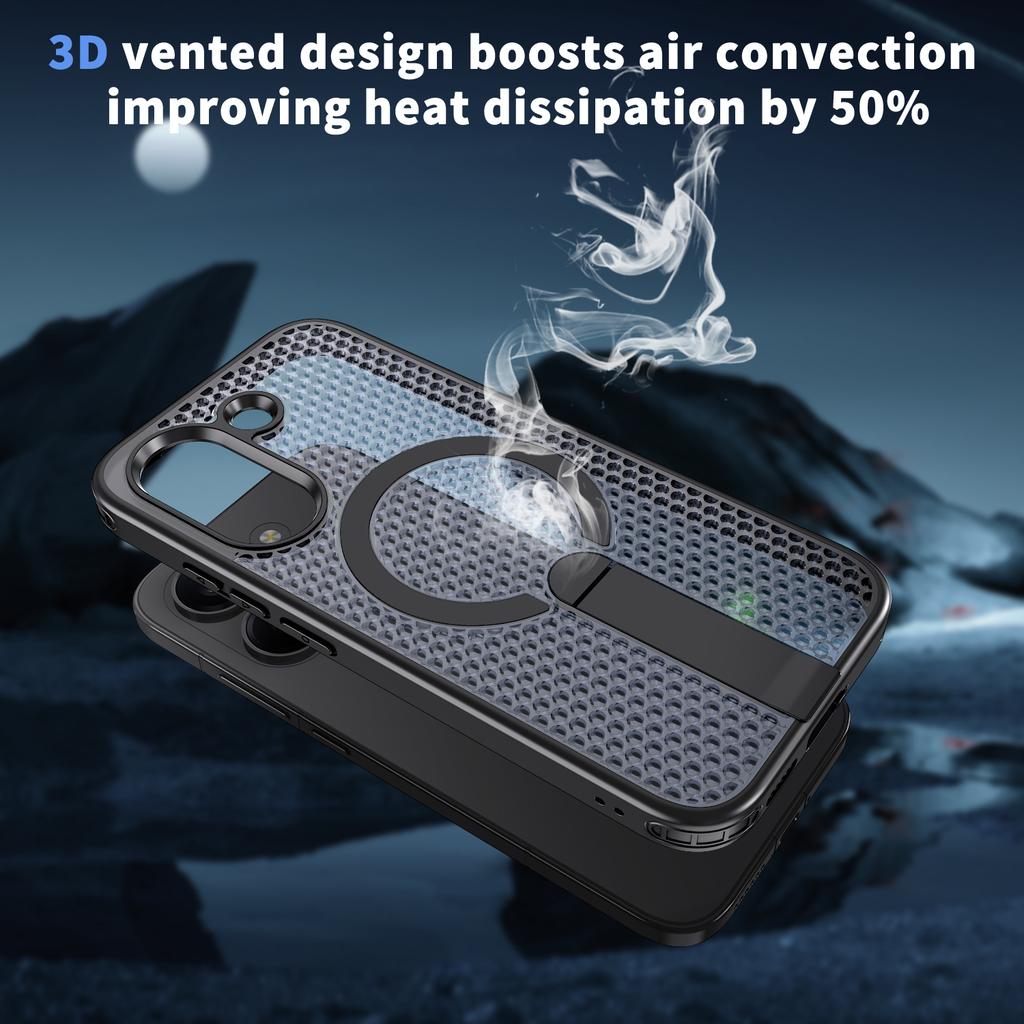 Anti-fall Cooling Hole Design Magnetic Case For Xiaomi Poco X8 Pro Redmi Turbo 5 5G Metal Bracket TPU Acrylic Phone Cover Fundas