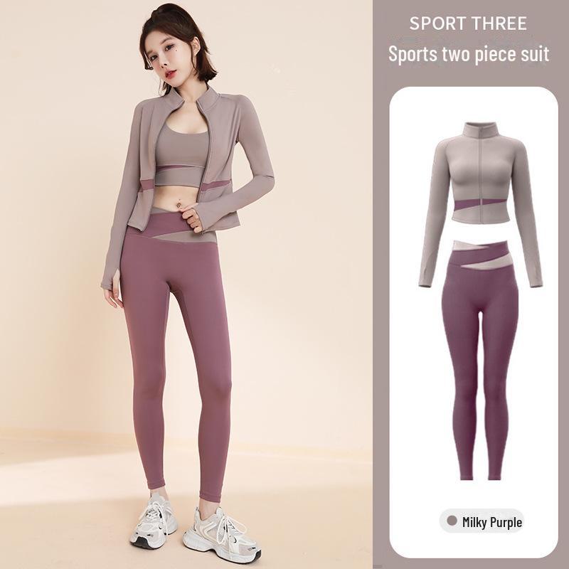 Women's Yoga Fitness Sportswear Set - Yoga Tops & Running Suits with Sun Protection.