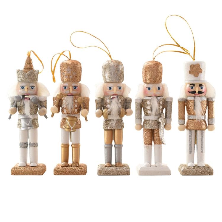 Christmas Wood Nutcracker Soldier Pendants 4pcs/set Xmas Tree Festival Holiday