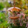 Umbrella-Shaped Bird Feeder Rustic Outdoor Wildbird Feeder with Rain Guard Decorative Hanging Platform Seeds Tray for Courtyard Balcony