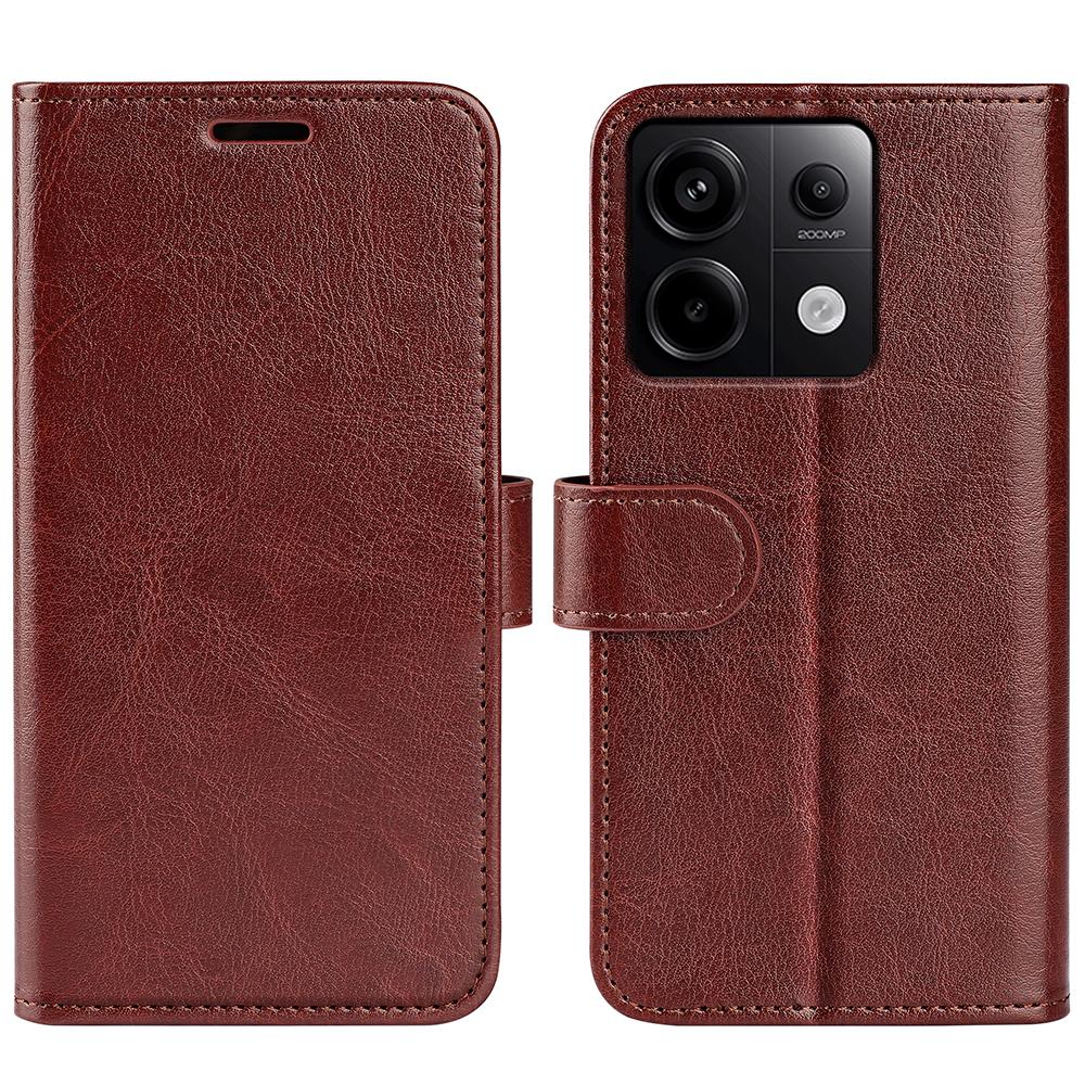 

For Xiaomi Redmi Note 13 Pro 5G/Poco X6 5G Case Bump Proof PU Leather Phone Cover Brown