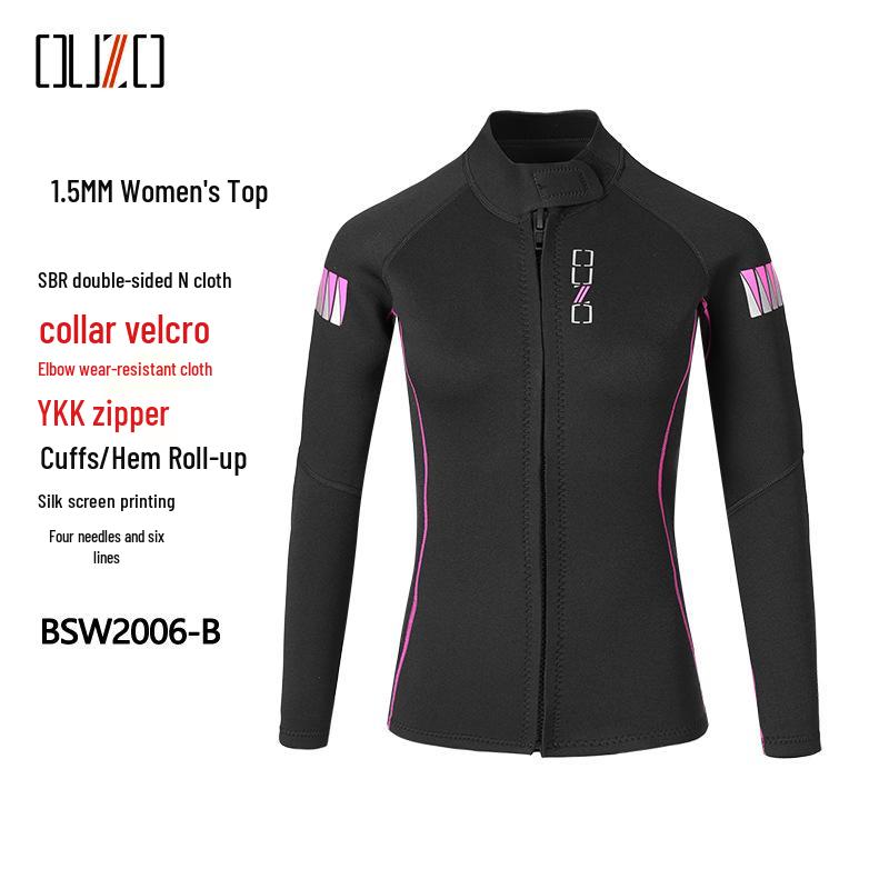 1.5mm OUZO Scuba Diving Suit Set - Unisex Long Sleeve, Cold & Sun Protection, Two-Piece for Surfing & Diving