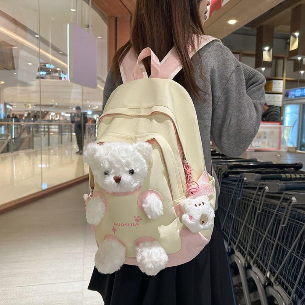 Cute Plush Bear Backpack Bear Doll Cute Schoolbag Fashion Rucksack Junior High School
