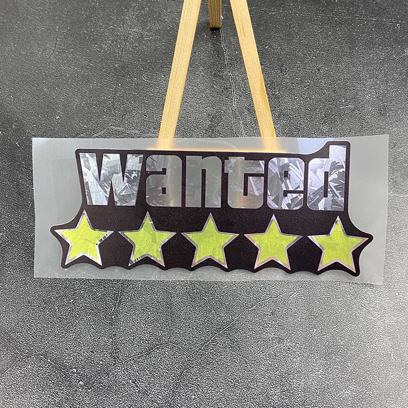 

1PC WANTED Reflective Motorcycle Stickers Waterproof for Scooter Helmet Box DIY Car Windows Bumper Trunk Durable Vinyl Decals 18x7.5cm