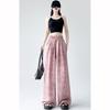 Women Casual Designer Loose Wide Leg Pants Girls Tie Dye Stacked Straight Leg Slacks Pink Black Apricot Baggy Pants