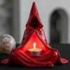 Mystic Wizard Candle Holder Halloween Hooded Cloak Tealight Holder Gothic Candlestick Ornament for Home Tabletop Decor