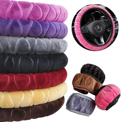 Soft Winter Warm Plush Car Steering Wheel Cover Universal 37-38cm Steering Wheel Cover for Car Auto Interior Accessories 7Colors