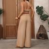 Women's Summer Boho Halter Jumpsuits Sexy V Neck Embroidered Patchwork Casual Vacation Rompers Outfits