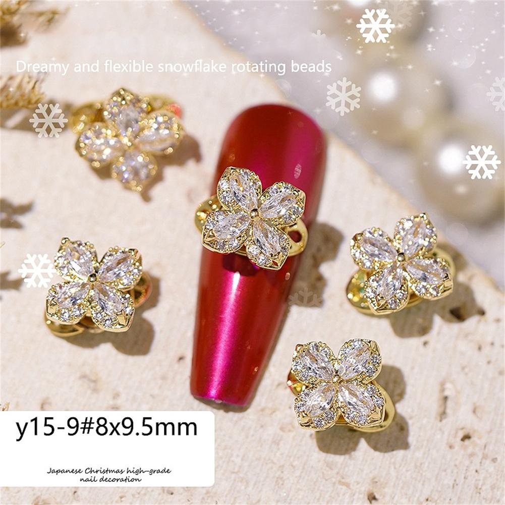 

Вращающиеся снежинки из циркония Стразы для 3D-украшений для ногтей Вращающийся блестящий шарм для ногтей Вращающийся камень