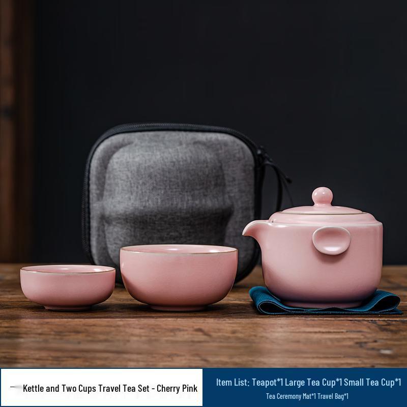 Simple Ru Kiln Portable Ceramic Tea Set