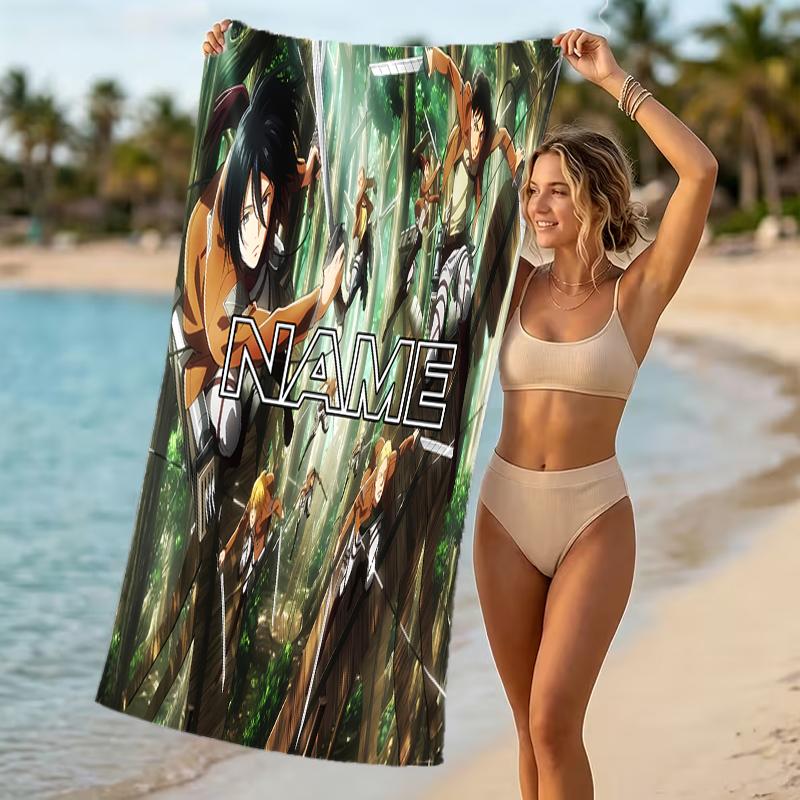 Customizable personalized beach towels Attack on Titan themed designs.Suitable for the beach, yoga, sports;ideal as beach accessories