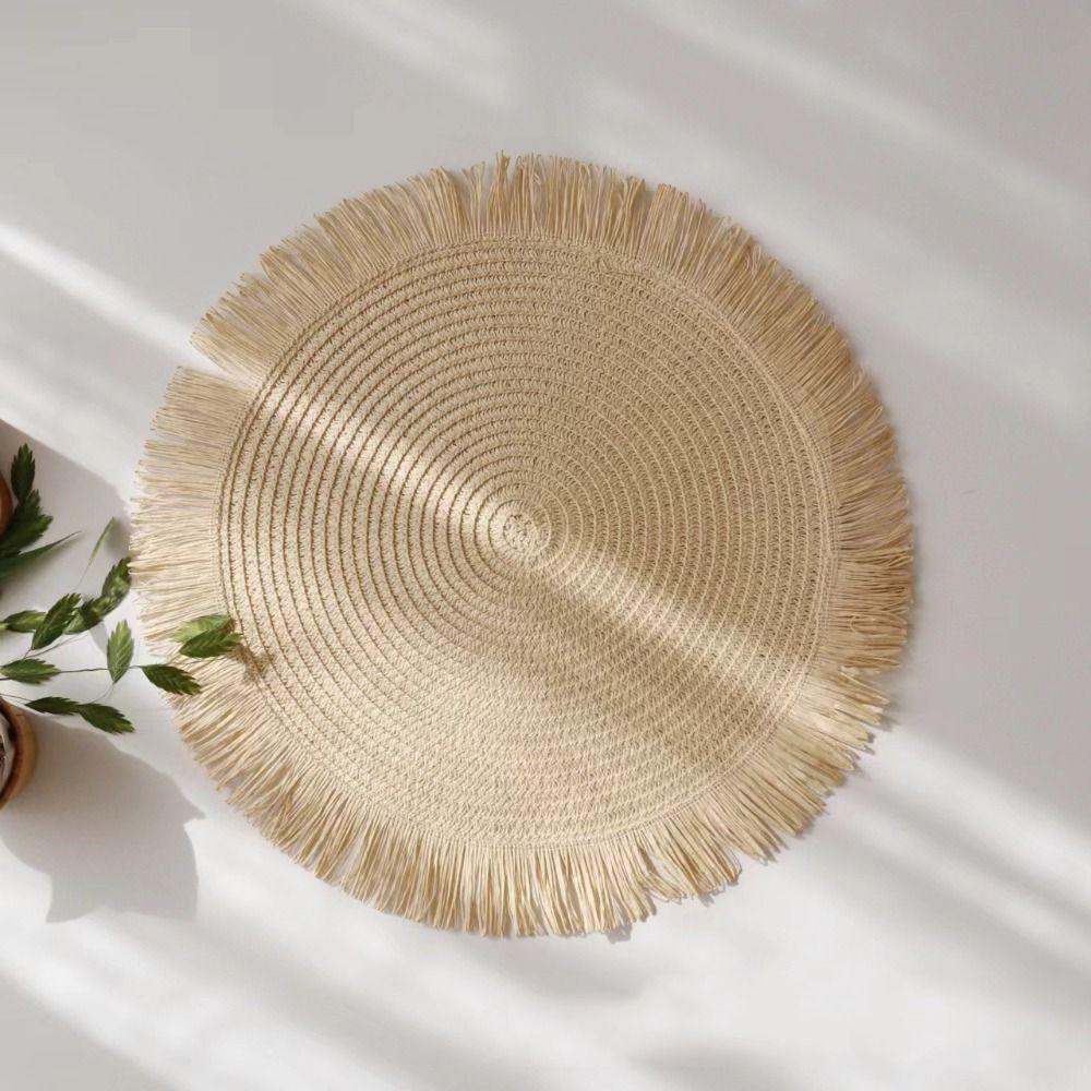 Paper Heat Resistant Place Mat Round Bowl Mat Kitchen Accessories Braided Placemat  Home