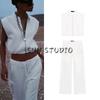 String Decoration Stretch Hem Sleeveless Tops 7484154 Jogging High Waist Casual Denim 7484153