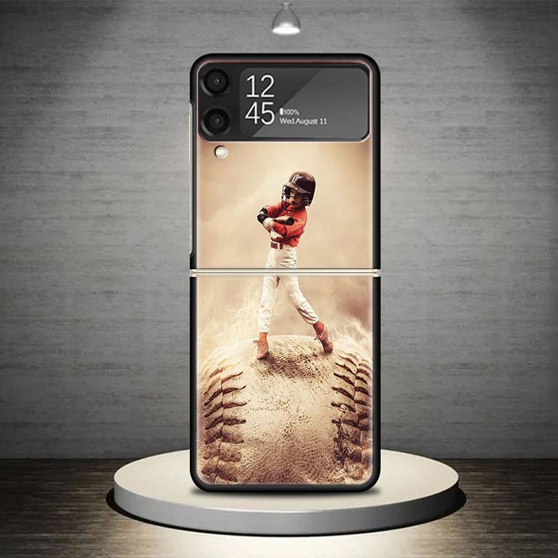 Baseball Sport Phone Case For Samsung Galaxy Z Flip 7 6 5 4 3 5G Shockproof Cover Z Flip7 Flip6 ZFlip5 Flip3 Flip4 Luxury Shell