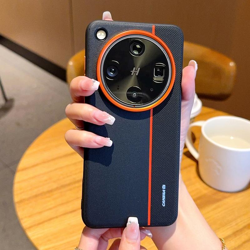 Custodia Protettiva Rialzata con Lente Rossa in Ecopelle Colorata per Fotocamera OPPO Find X8 Ultra X8s find X8 Pro
