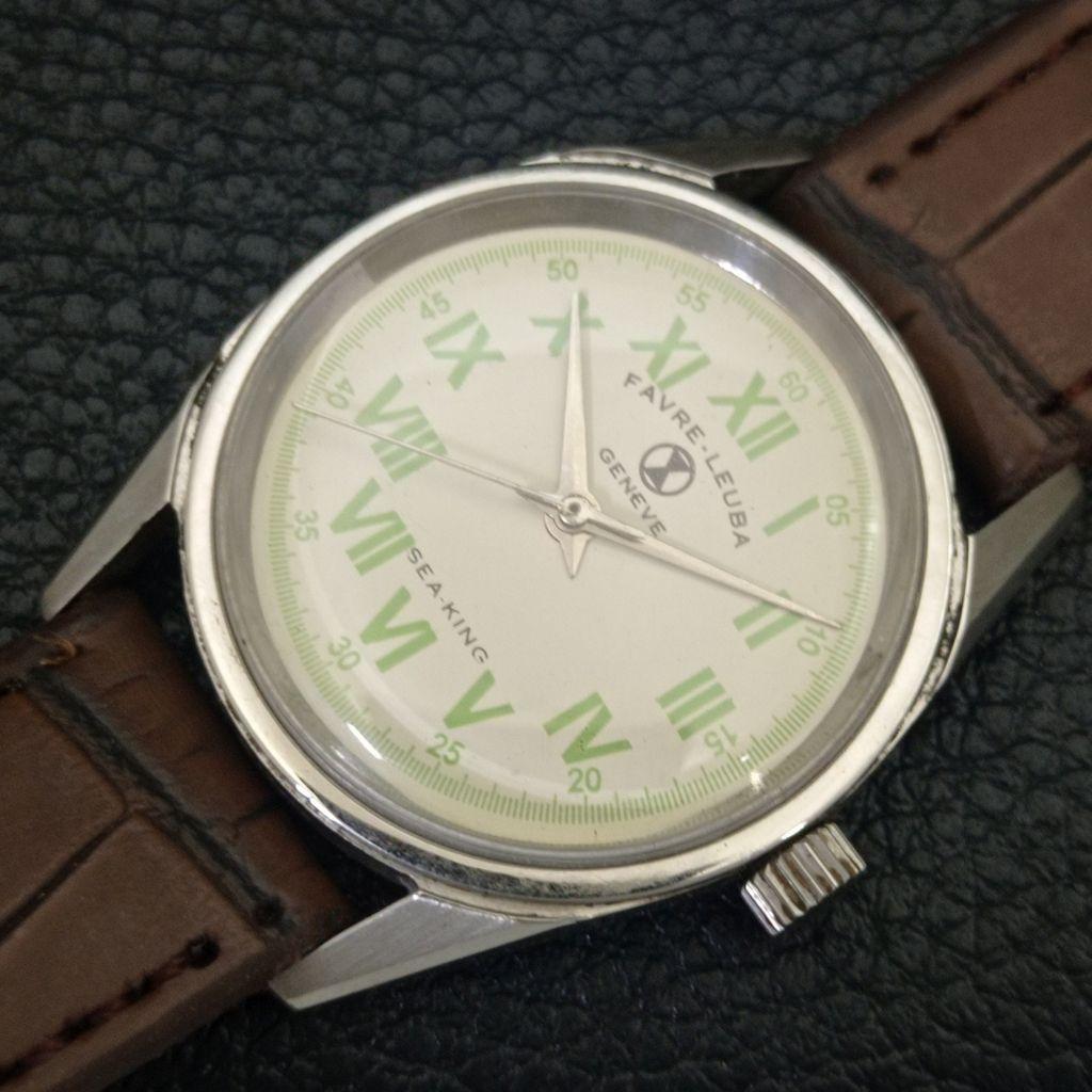 FAVRE LEUBA SEA KING VINTAGE HAND-WINDING SWISS MENS CREAM DIAL WATCH A703819-1 R213f-a703819