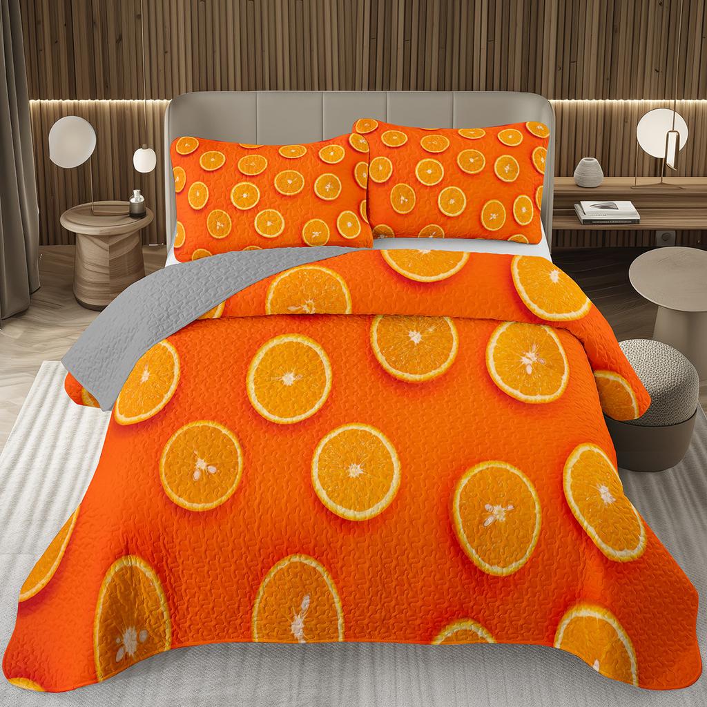 Citroen Twin Queen King Sprei Set Oranje Gewatteerde Sprei 2/3 stuks Zomer Tropisch Fruit Beddengoed Set Botanisch Thema Huisdecoratie